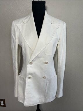 Ralph Lauren Women's White Linen-Blend Blazer made in USA size 2